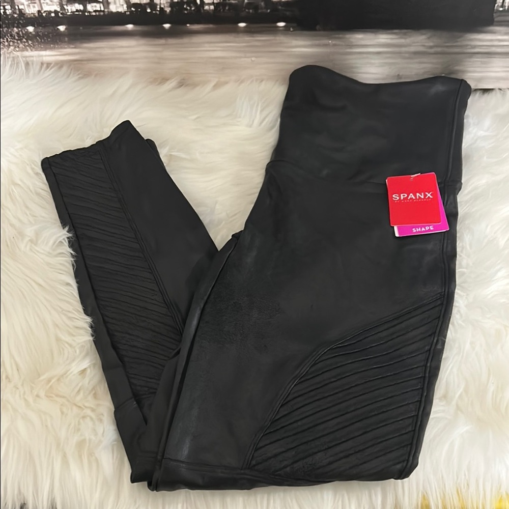 SPANX Black Moto-Style Leggings High Waist